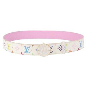 LOUIS VUITTON Monogram CeintureT&B Belt 41.3"" White M9627 LV Auth 154379